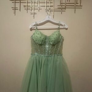 Mori Lee Light Green Gown mini dress custom